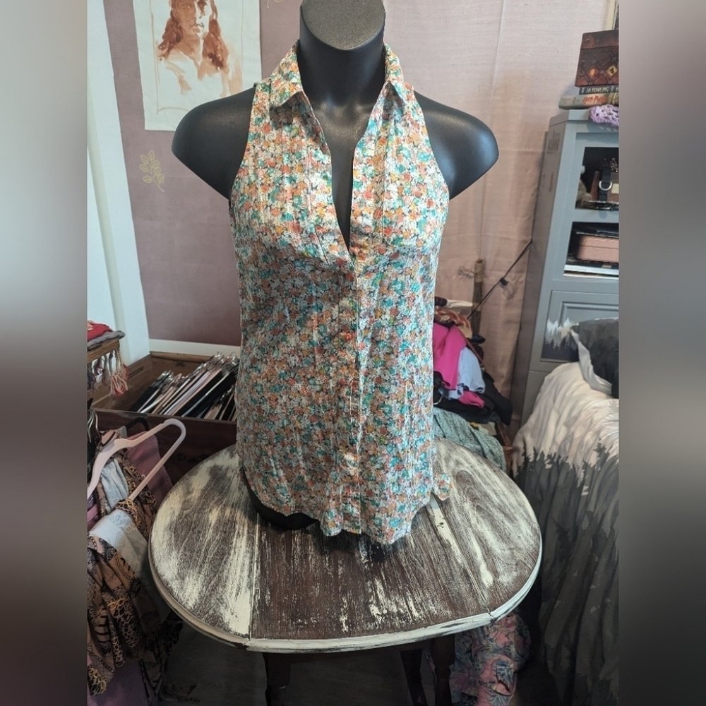 BCBG Generation‎ Floral Sleeveless Hi-Lo top size XS open flowy